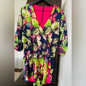 Floral Wrap Romper with Vibrant Colors